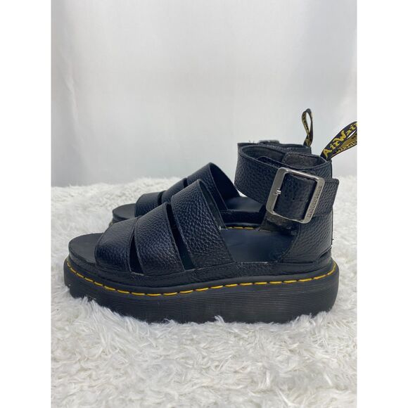 Dr Martens Clarissa Quad Black Leather Platform Sandals UK5 Us7 - Picture 2 of 8